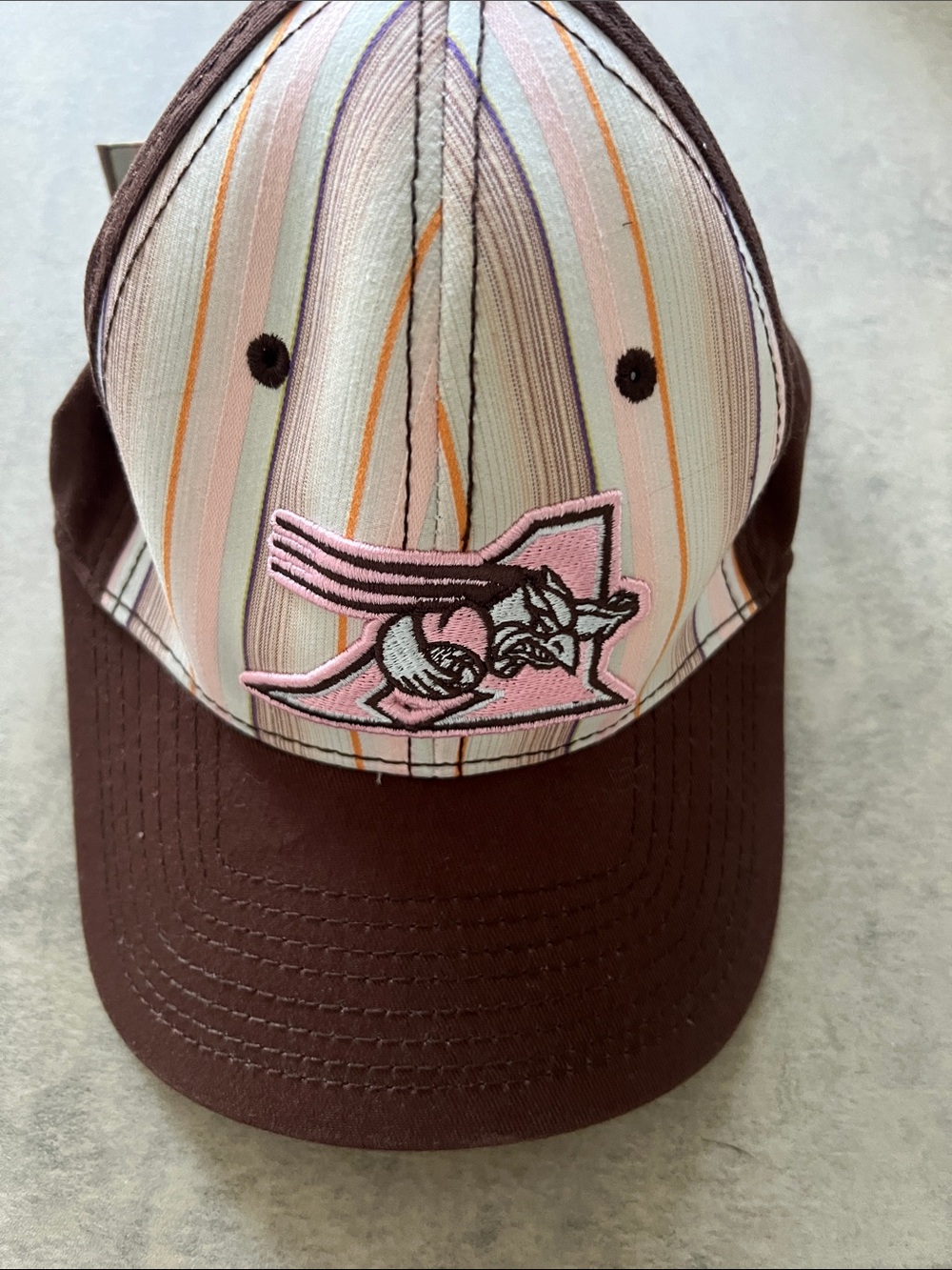 Alouettes American Needle Brown & Pink Striped Baseball Cap with Patch